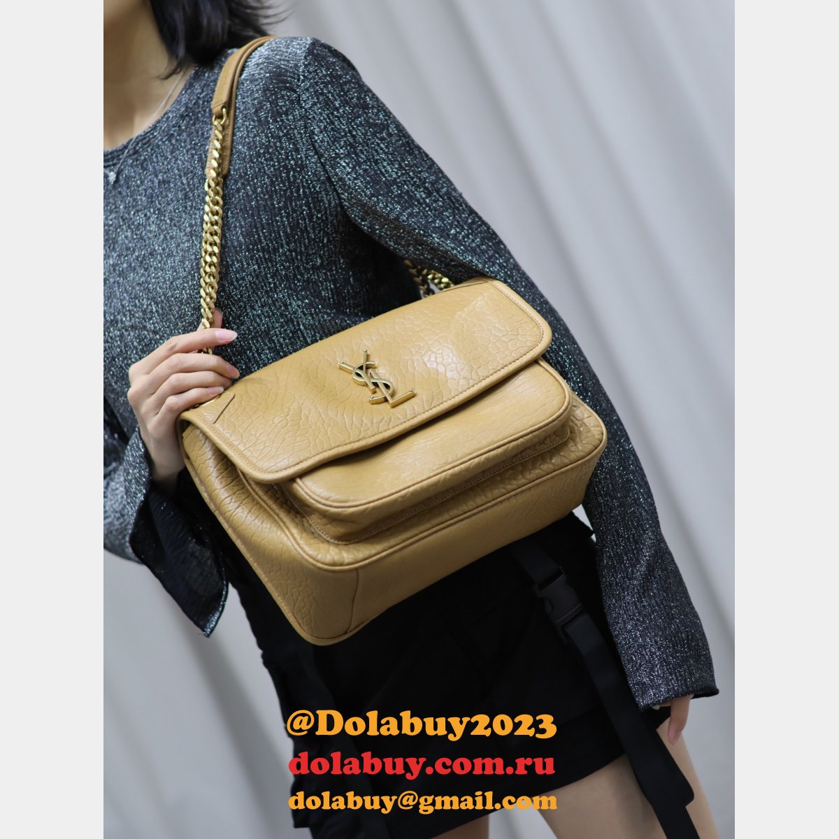 Best 28/22cm Replica Saint Laurent Niki 633158/633151 Khaki Bags