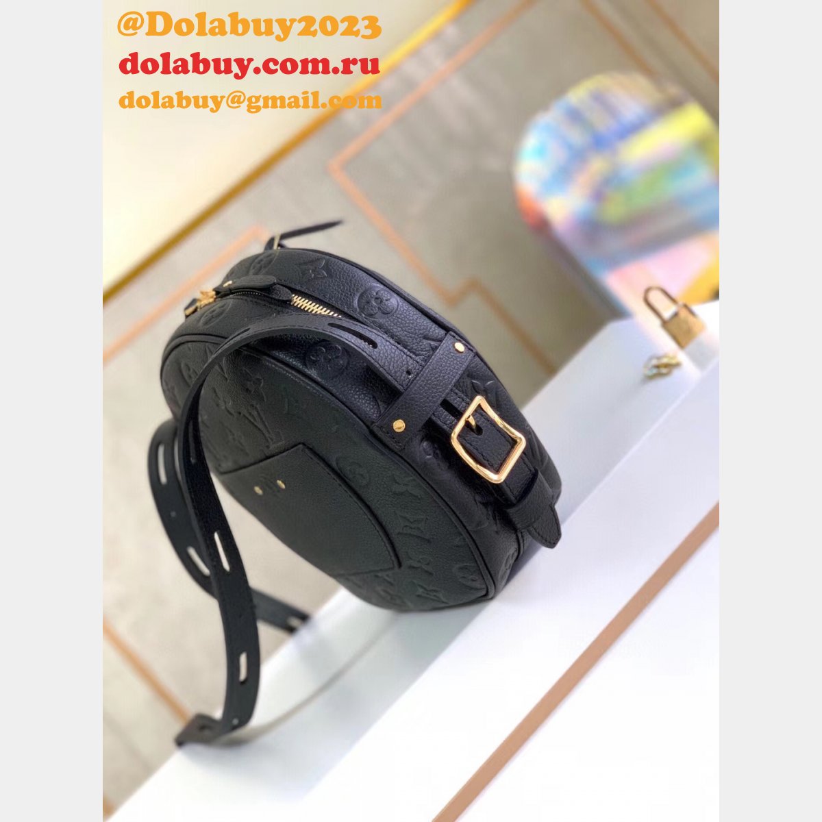 Louis Vuitton Designer Boite Chapeau Souple MM Monogram M45167 Noie Leather