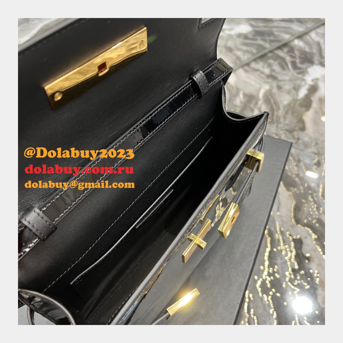 Designer YSL Replica 675626 Manhattan Shoulder Shiny Crocodile Bag