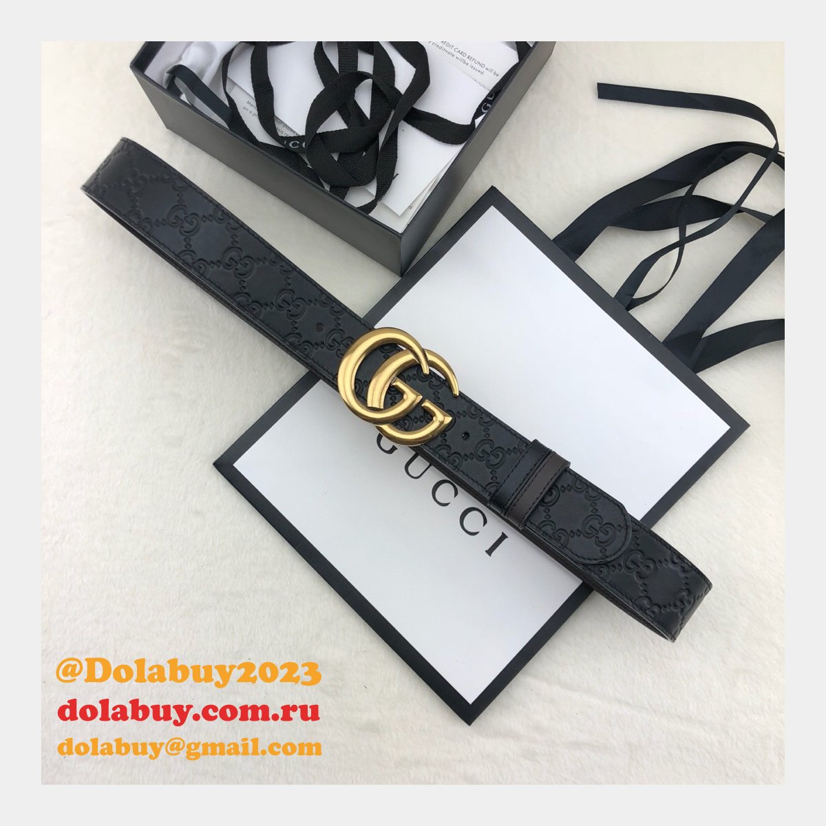 G*u*i belt with double g buckle 38mm-2 black fake