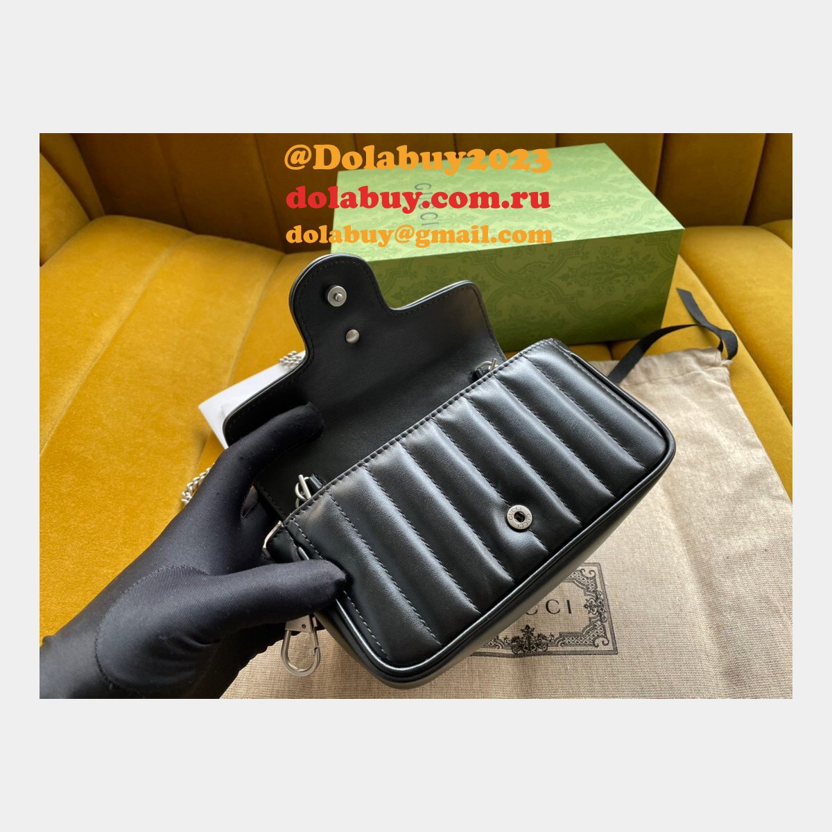 top quality G*u*i gg 476433 marmont matelassé leather super mini bag
