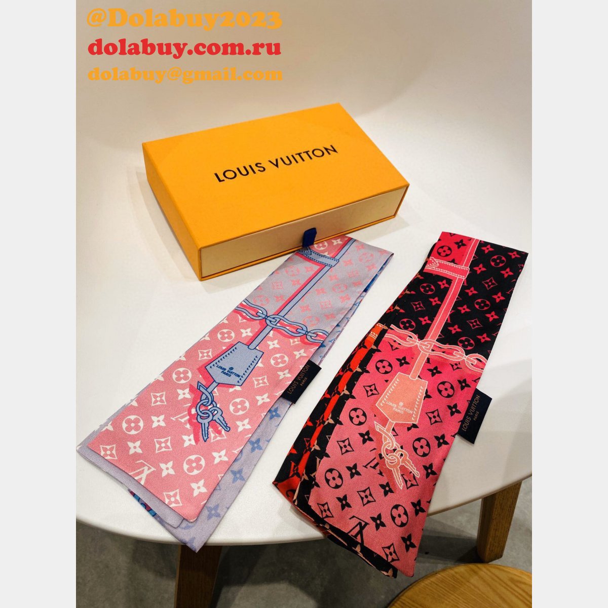 UK louis vuitton Double silk Ribbon Straps bow tie streamers