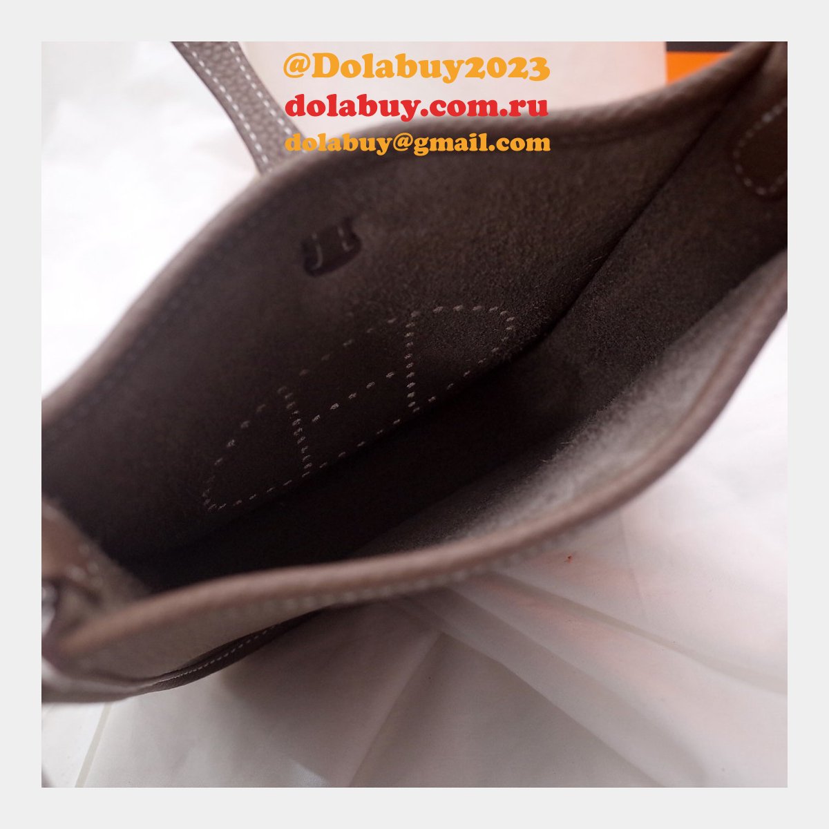 Hermes Mini Evelyne Handbags Replica Coffee