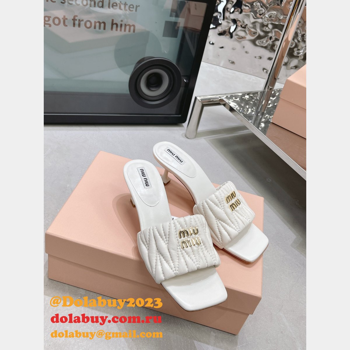 Perfect Luxury Replica Miu Miu high heel slippers Shoes