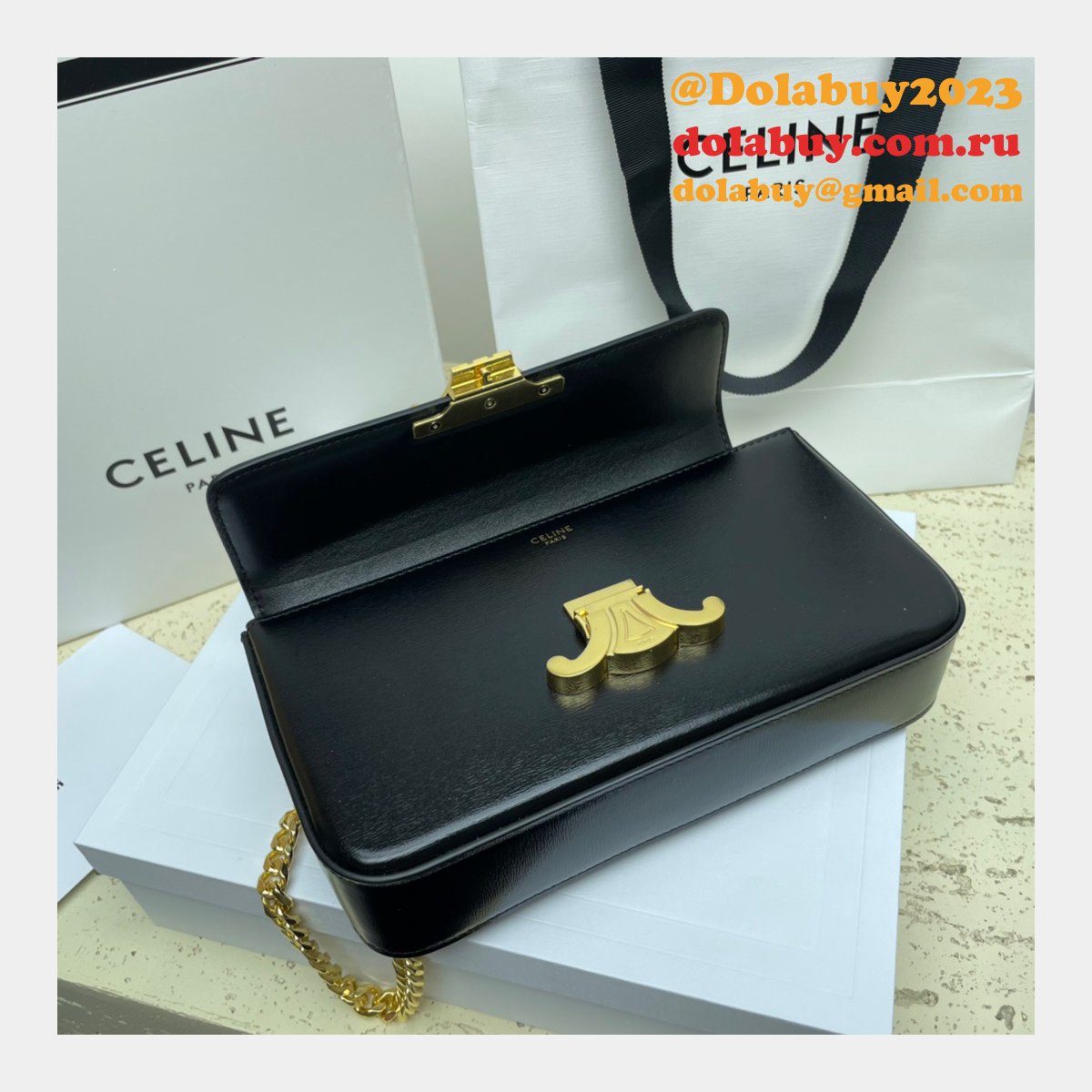 REPLICA CELINE RIOMPHE 20.5CM chain bag