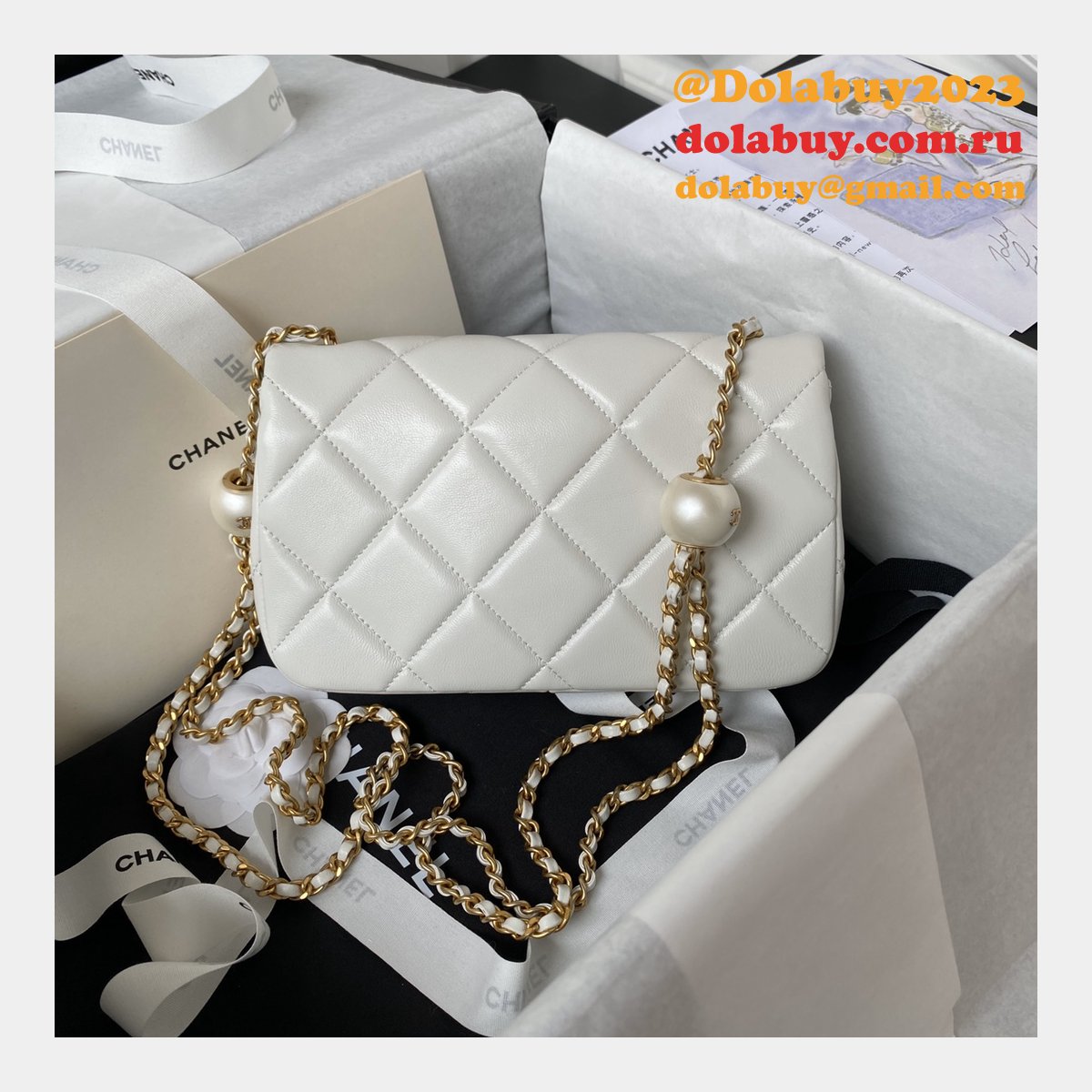 7 Star Imitation Pearls Small Flap AS4861 Luxury Fake Bag