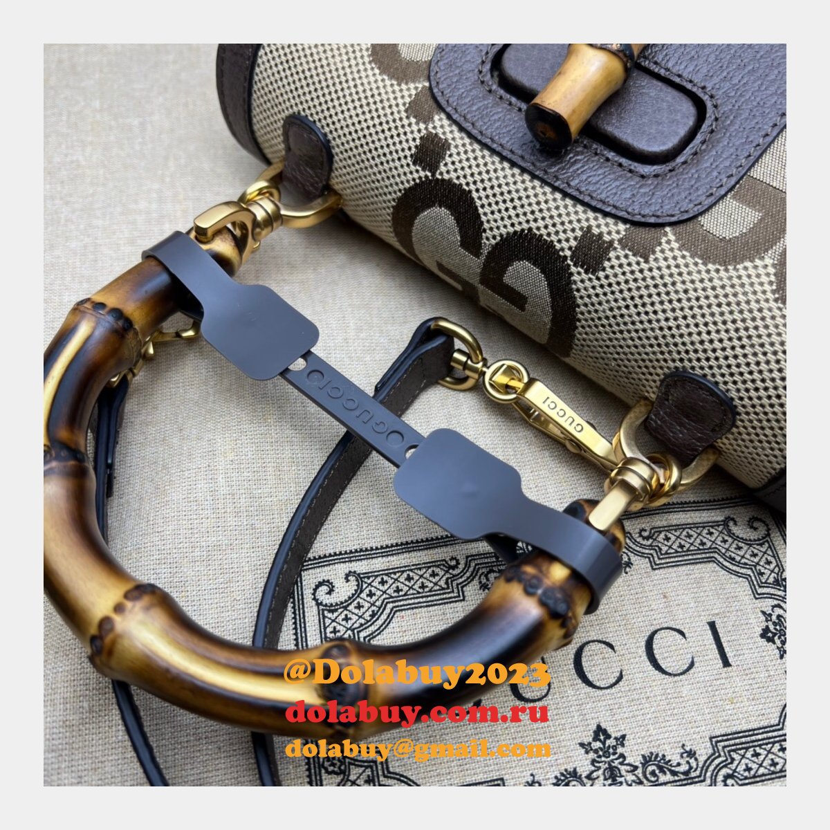 buy G*u*i knockoffs small 675797 jumbo gg bag with bamboo