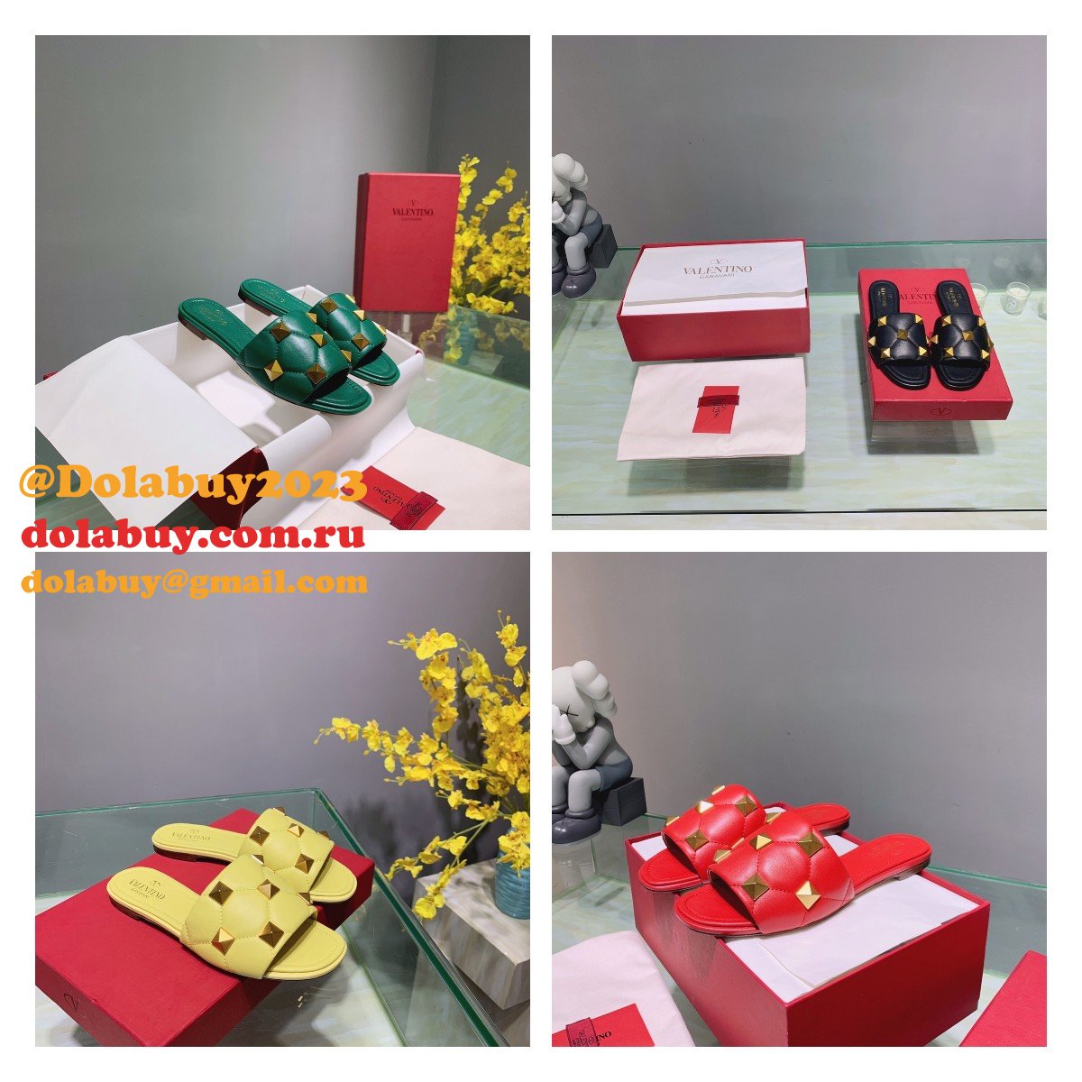 Top Quality Replica Factory Valentino Rivet slippers