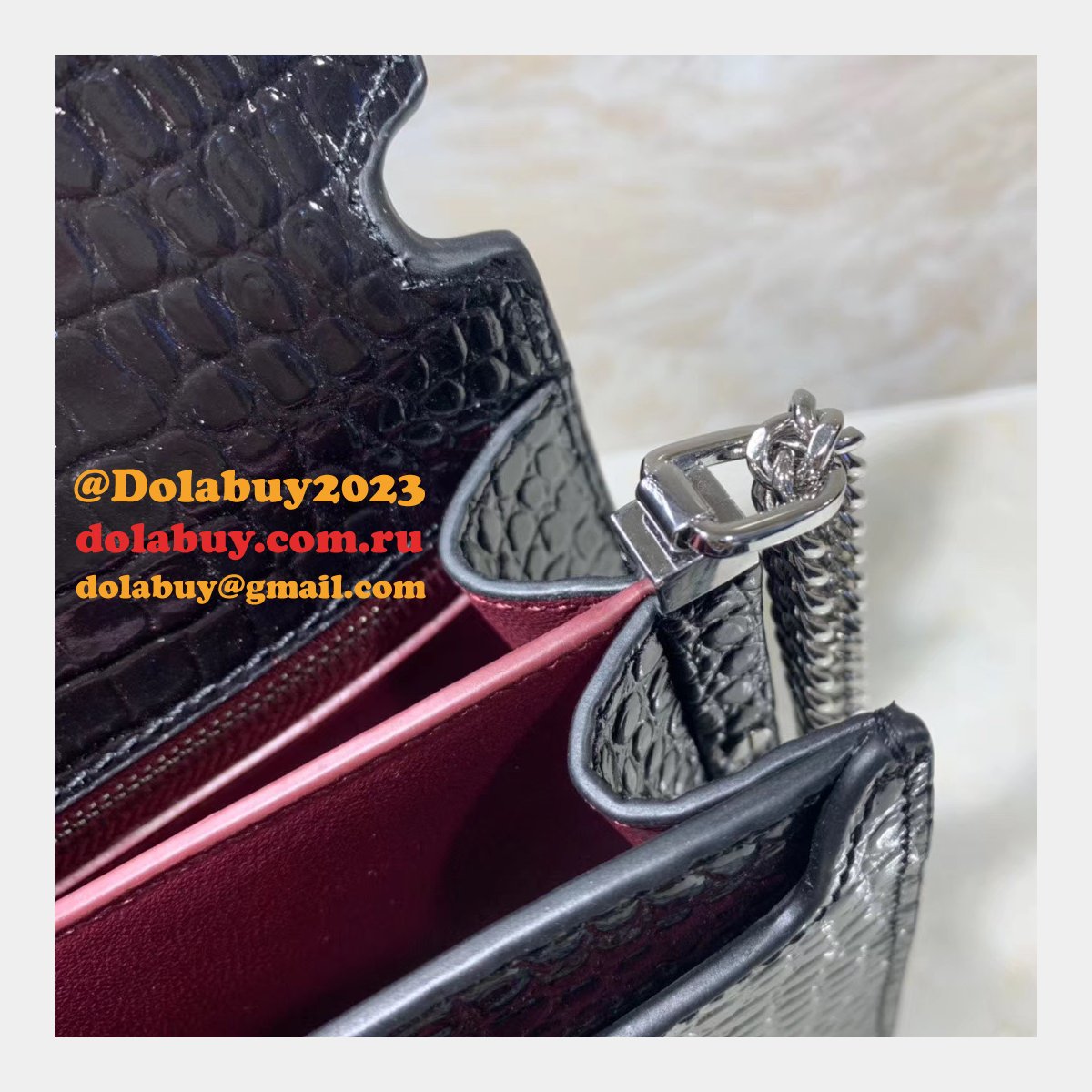 Saint Laurent AAA+ Replicas Shoulder 377057 Black/Red Bags