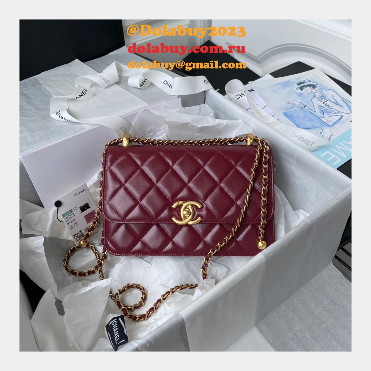 1:1 Replica AS2649 Calfskin & Gold-Tone Metal Flap Bag