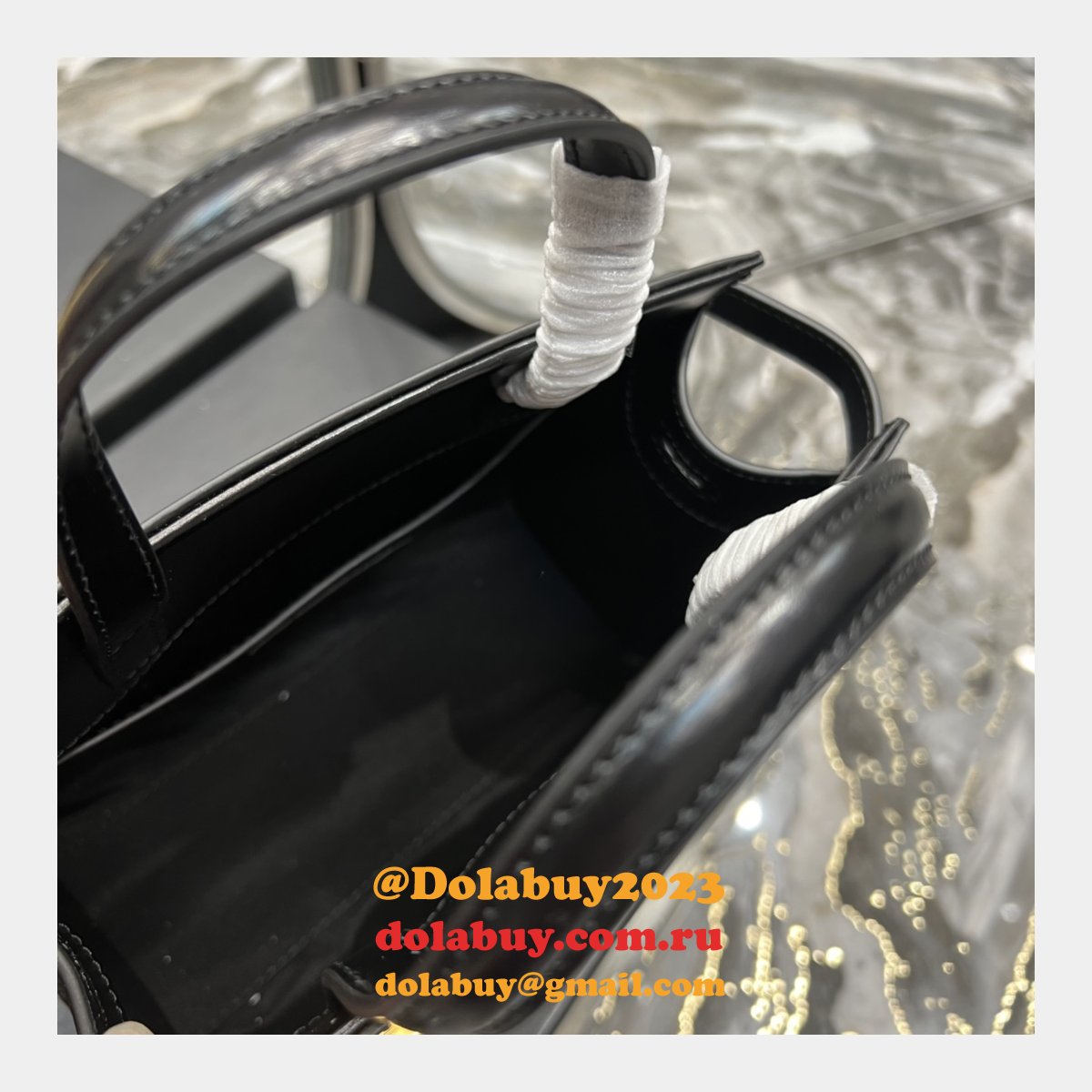 Replica YSL Saint Laurent Nano Manhattan Top Handle Brown/Black Bag