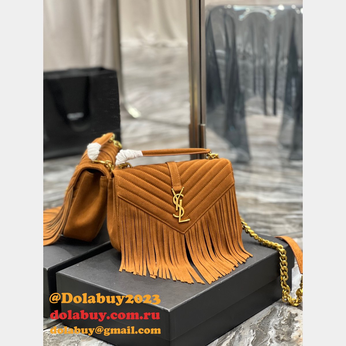 Replica Yves Saint Laurent 392737 AAA Chain Light Suede China Bag