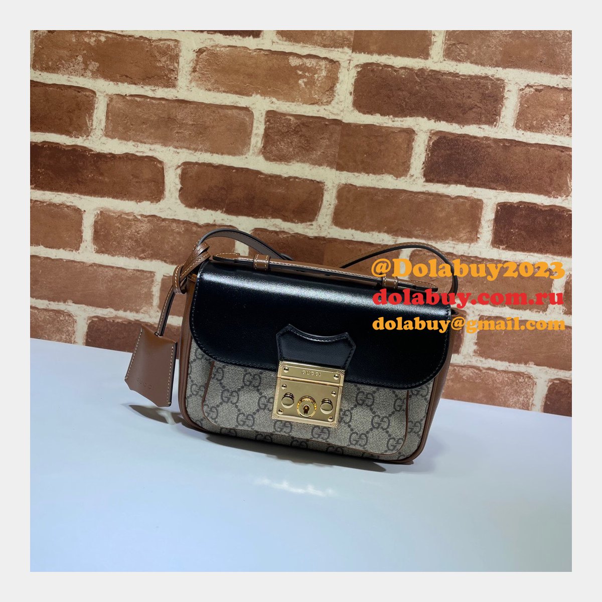 high quality G*u*i replica 658487 padlock mini bag in gg supreme canvas