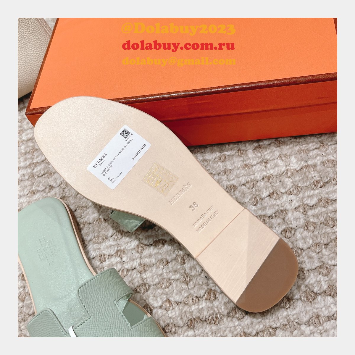 7 Star Luxury hermes Oran sandal Epsom calfskin