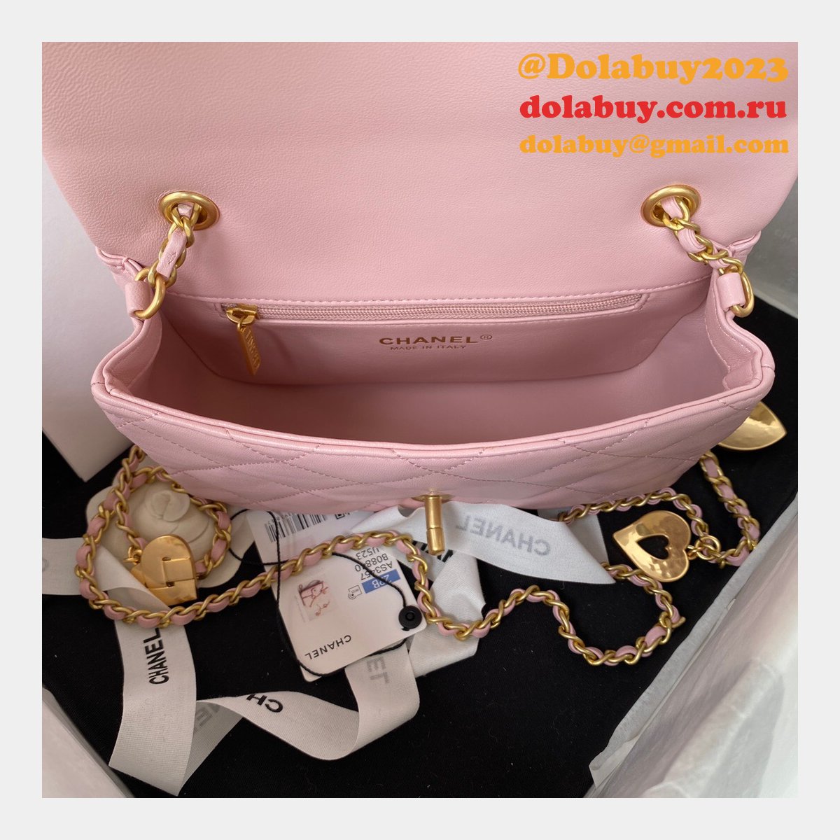 Wholesale Flap Fake AS3456 Bag Lambskin Gold-Tone Metal