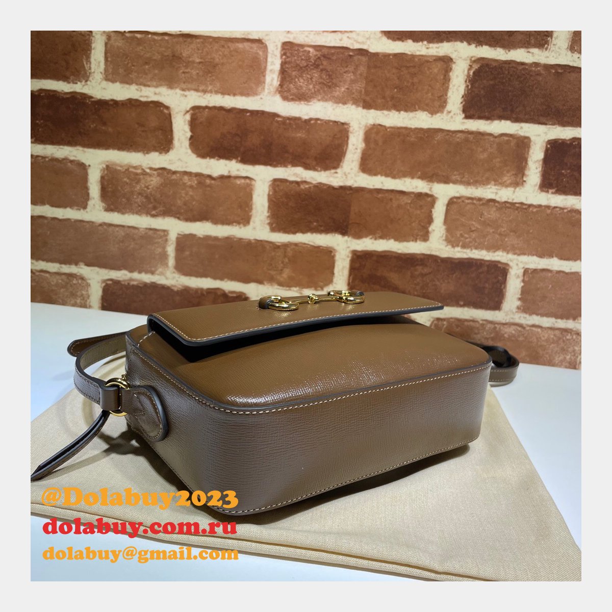 G*u*i horsebit 1955 small shoulder 645454 black army green white bag