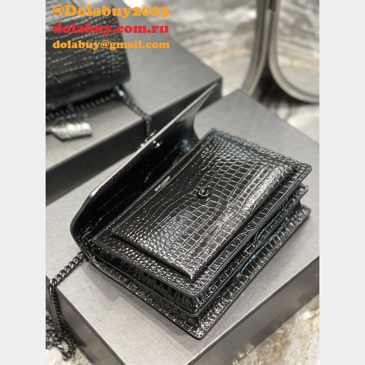 Designer YSL SUNSET BAG 22CM 422906 CROCO