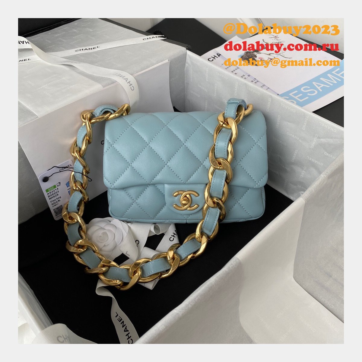 High Quality Designer Replica Flap AS3214/AS3213 Bag Lambskin & Gold-Tone Metal