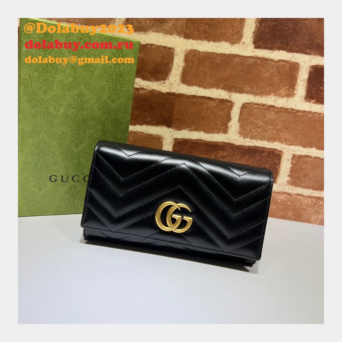 G*u*i high quality designer replica gg marmont continental wallet 443436 bag