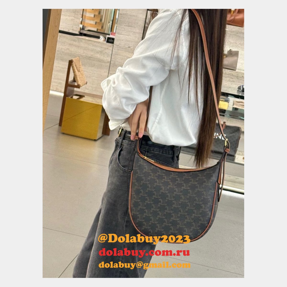 Designer Celine Fake 117253 Heloise Cuir Triomphe Bag