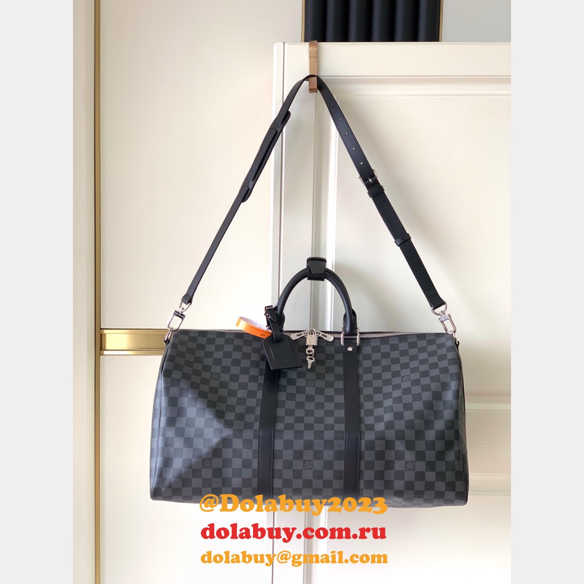 LV Keepall Replica Keepall Bandouliere N41418/N41416/N41413 Damier Graphite Canvas