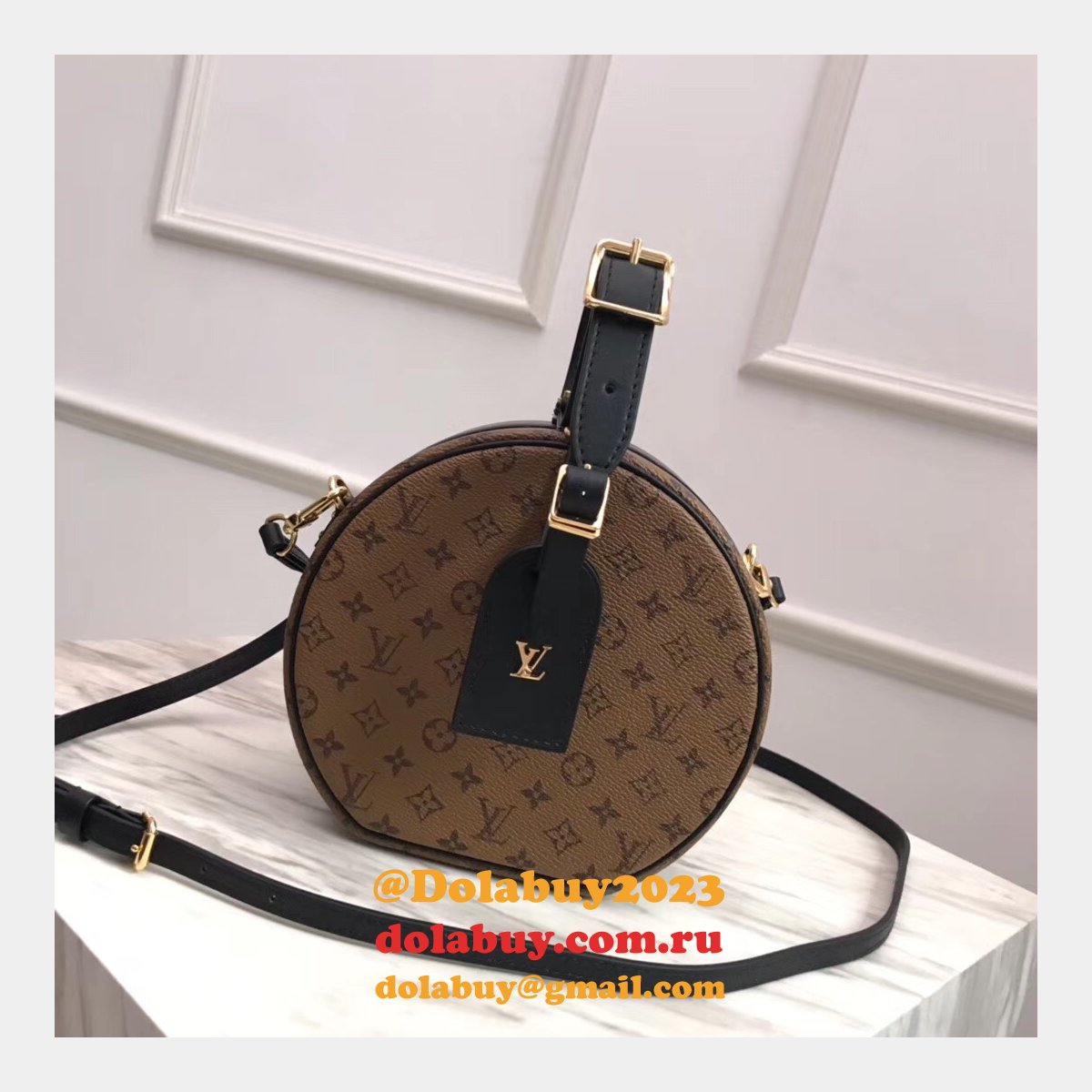 Fashion M43510 Louis Vuitton Petite Boite Chapeau Monogram Black/Brown
