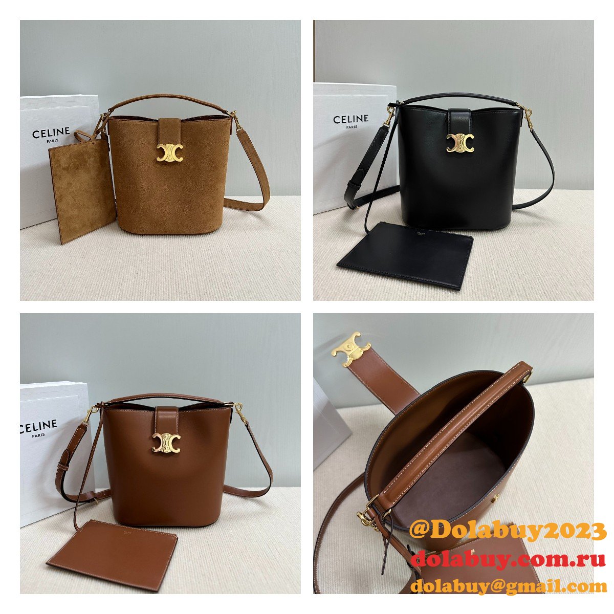 7 Star Celine Triomphe Louise Bucket Bag 116613