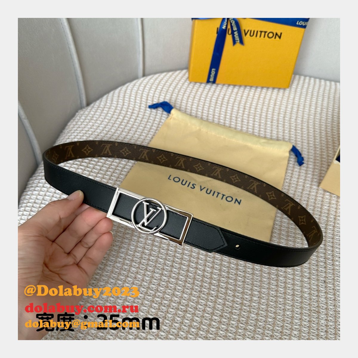 Designer Louis Vuitton Dauphine 25mm Reversible Belt