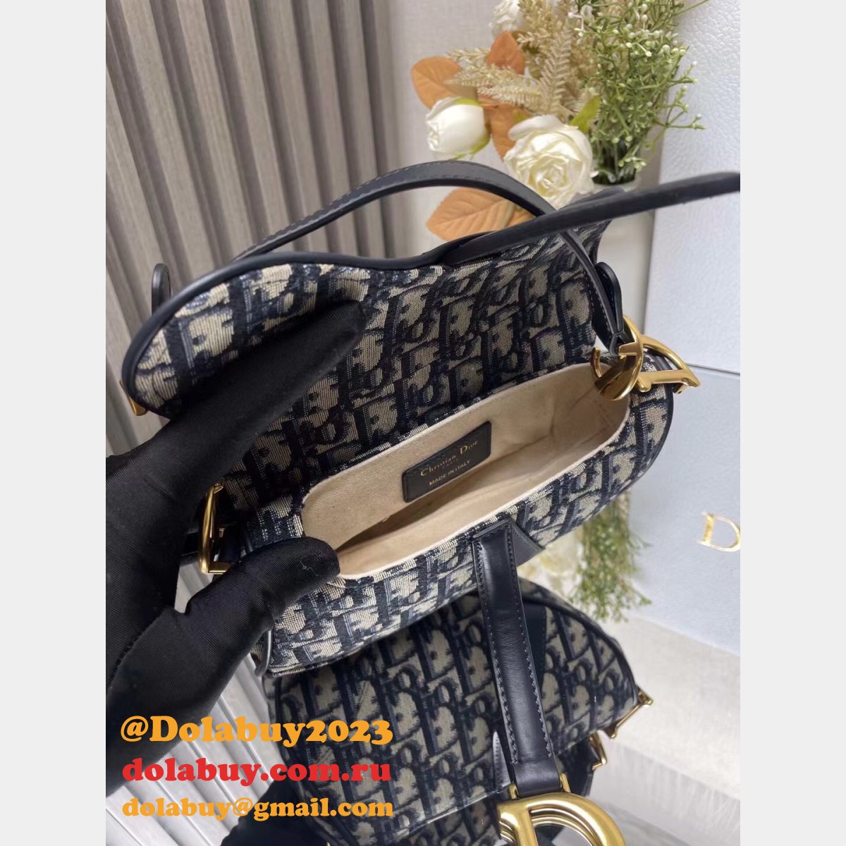 Our Christian Dior Designer Copy Saddle 19.5/25.5Cm Navy Bags