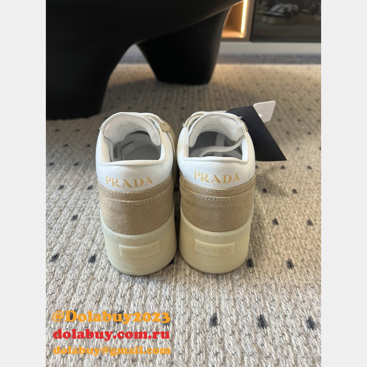 Prada Downtown Bold Nappa Leather And Suede Sneakers