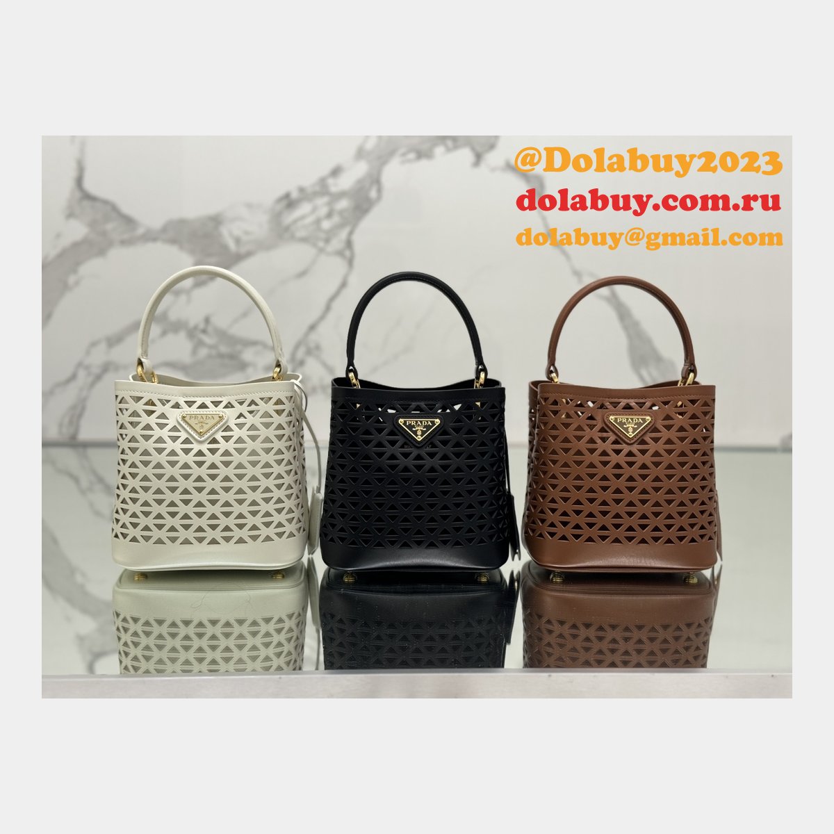 Luxury Prada Saffiano hollow basket women bag