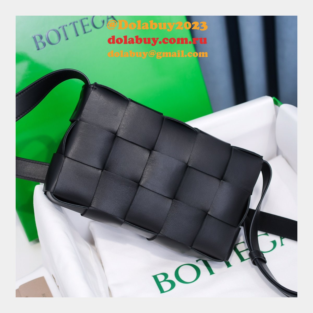 Top Quality Bottega Veneta Cassette Lambskin Crossbody Bag