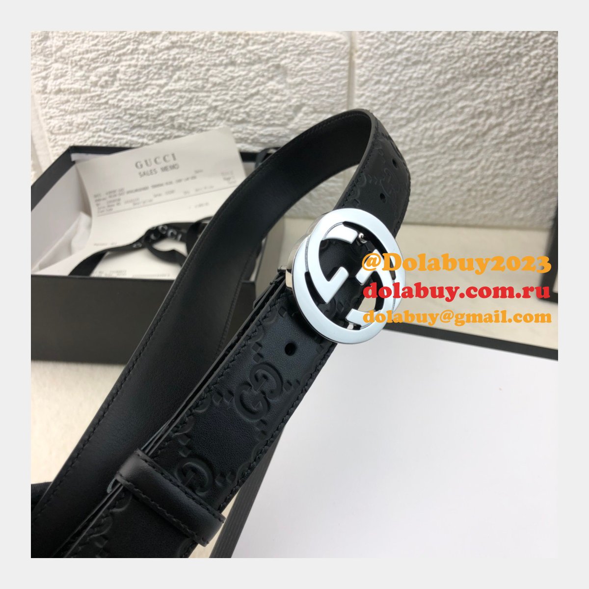 copy G*u*i perfect leather 7 star 3.0cm belts black