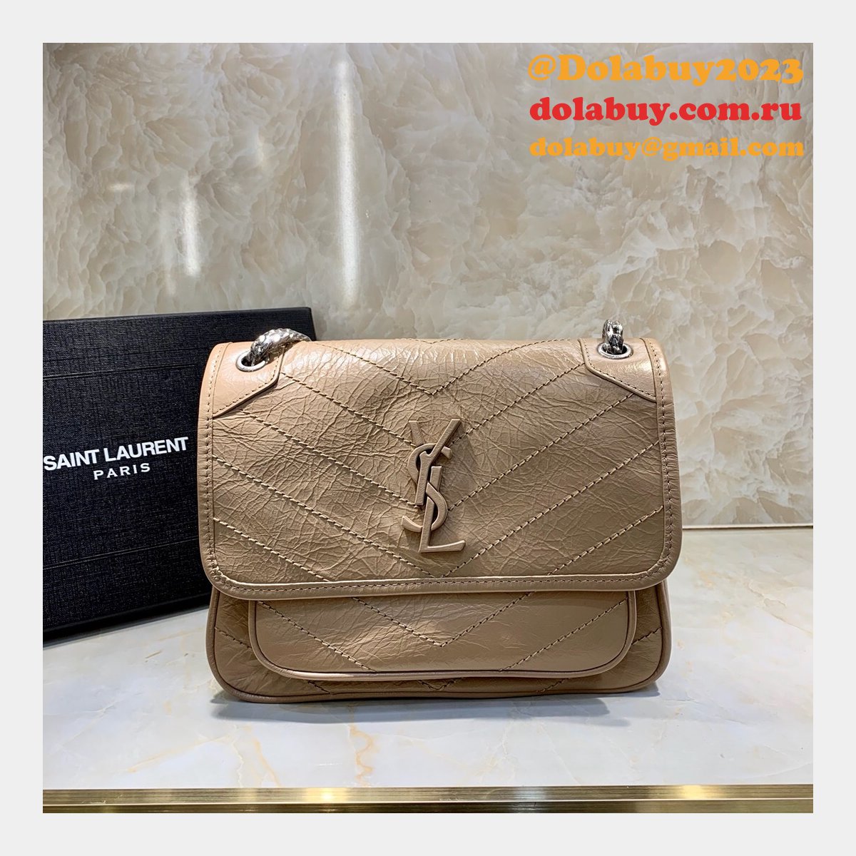 YSL Replica Niki 22cm crinkled vintage leather 533037
