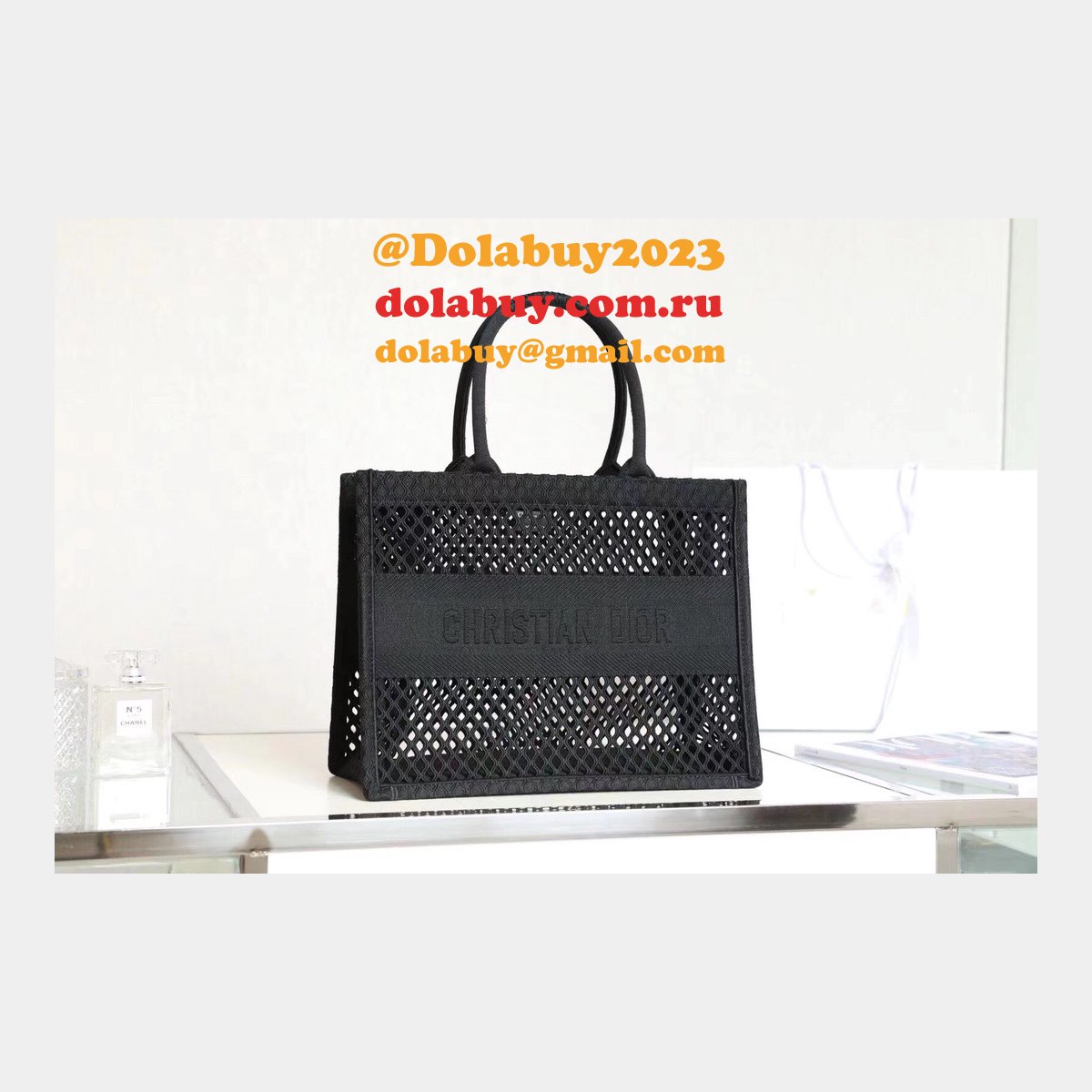 Buy Sell Designer Replica Dior CD Book Tote Pink/Black Bags