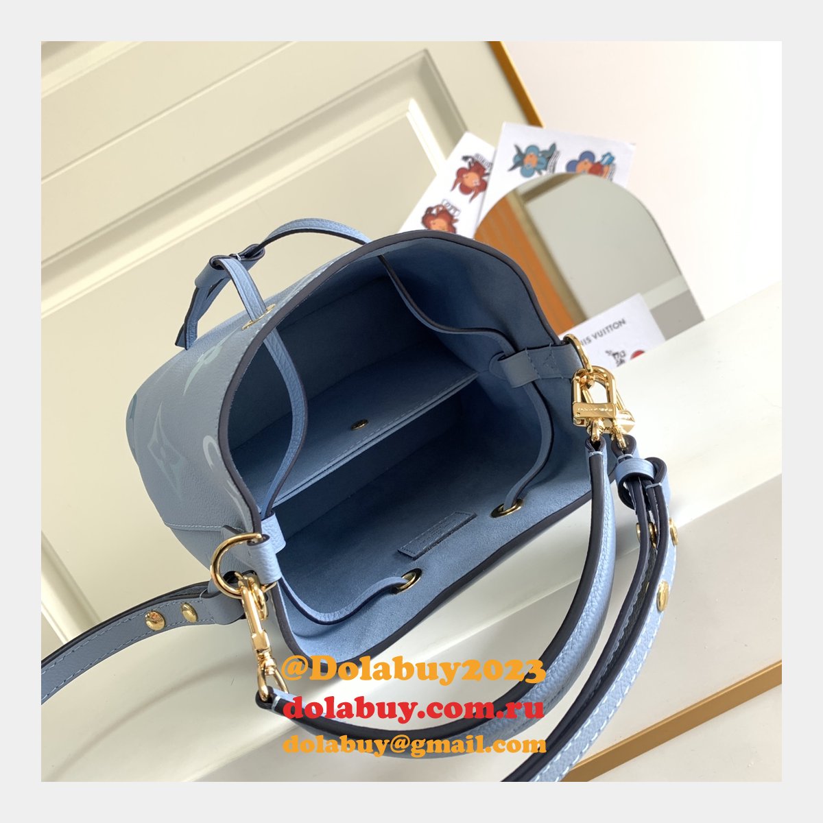 Louis Vuitton Designer NéoNoé BB Monogram Empreinte Leather M45709 Blue