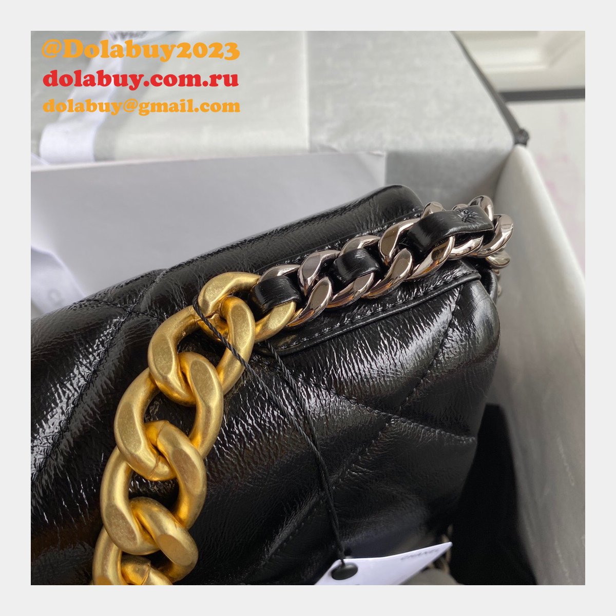 CC High Quality 19 Large Flap AS1161 Black/Red Fakes 30CM Bag