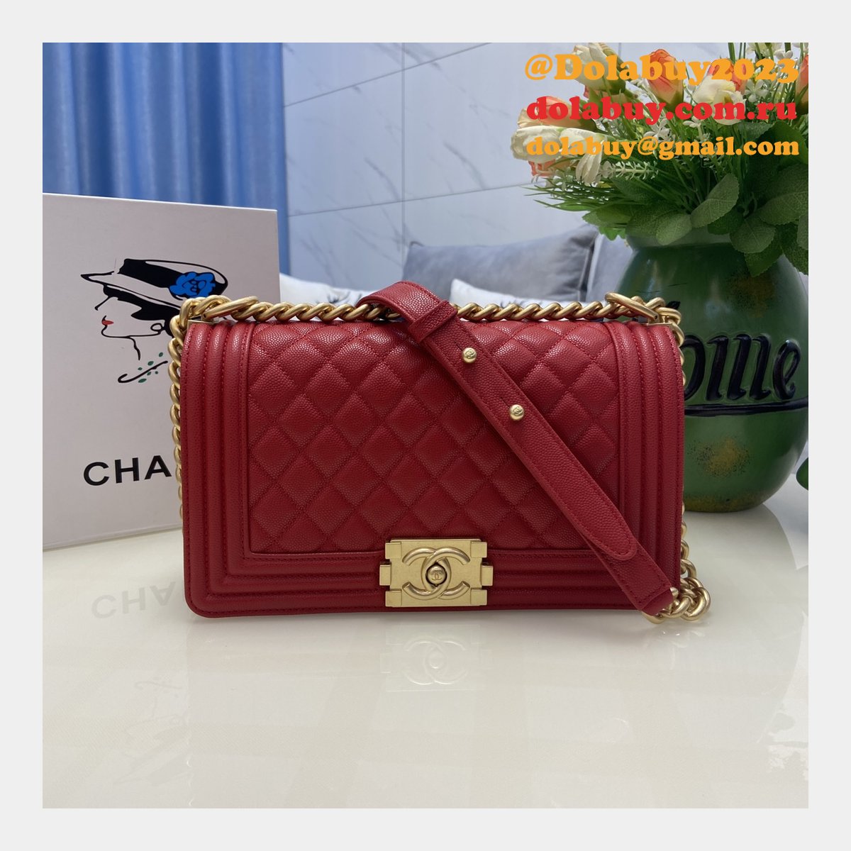 Replica CC Le Boy Flap Bag caviar leather 25CM
