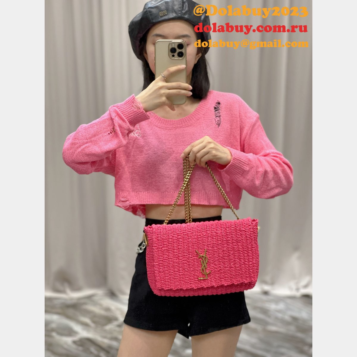 Designer Replica Saint Laurent Kate Clutch 553804 Rose Bag