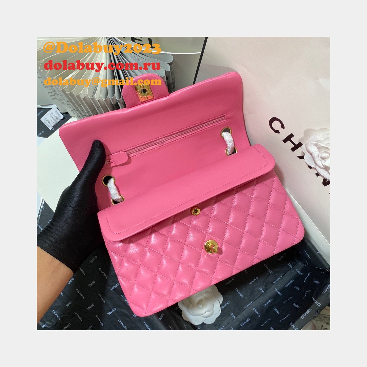 Top Quality Replica Lambskin CF1112 Bags 25CM PINK