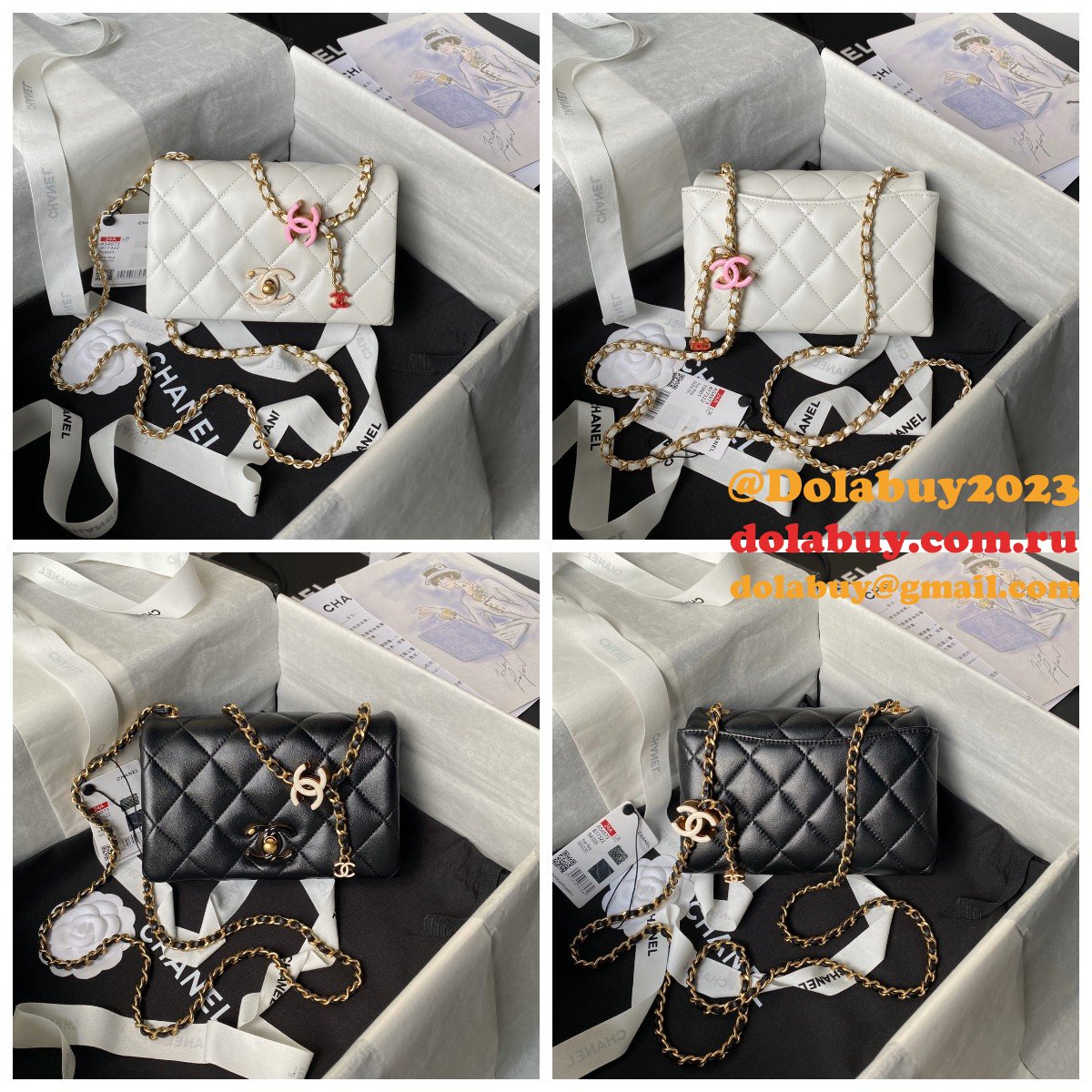 Shop 1:1 Mirror AS4973 Replica Shoulder Black/White Bags
