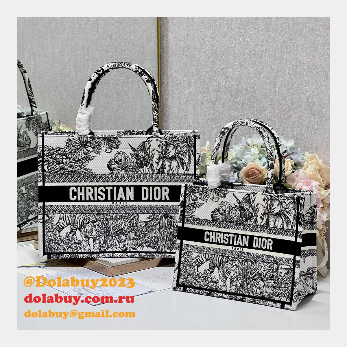 High-End Designer D-Stripes Bayadere Dior Replica 26.5/36/42CM Tote Bag