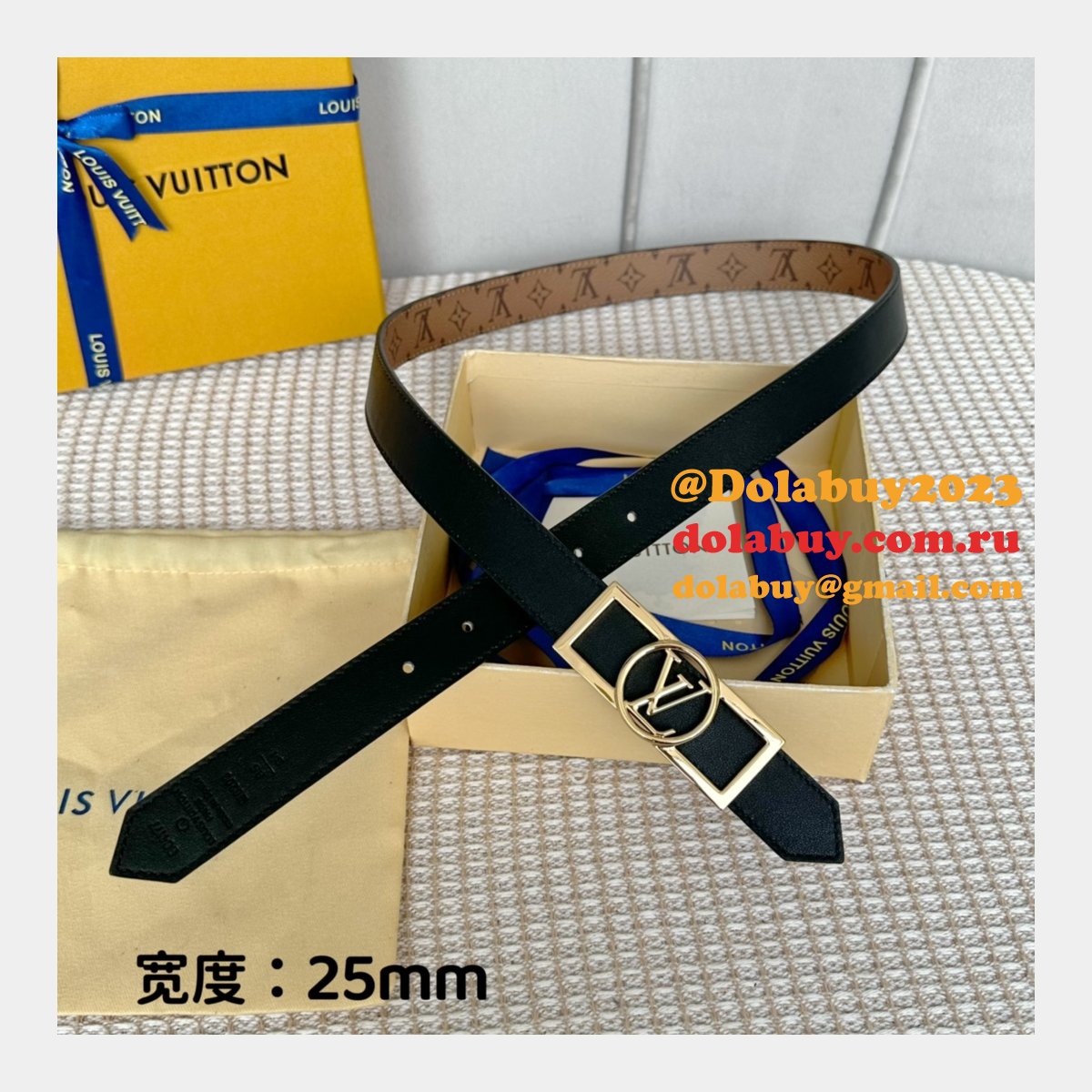 Designer Louis Vuitton Dauphine 25mm Reversible Belt