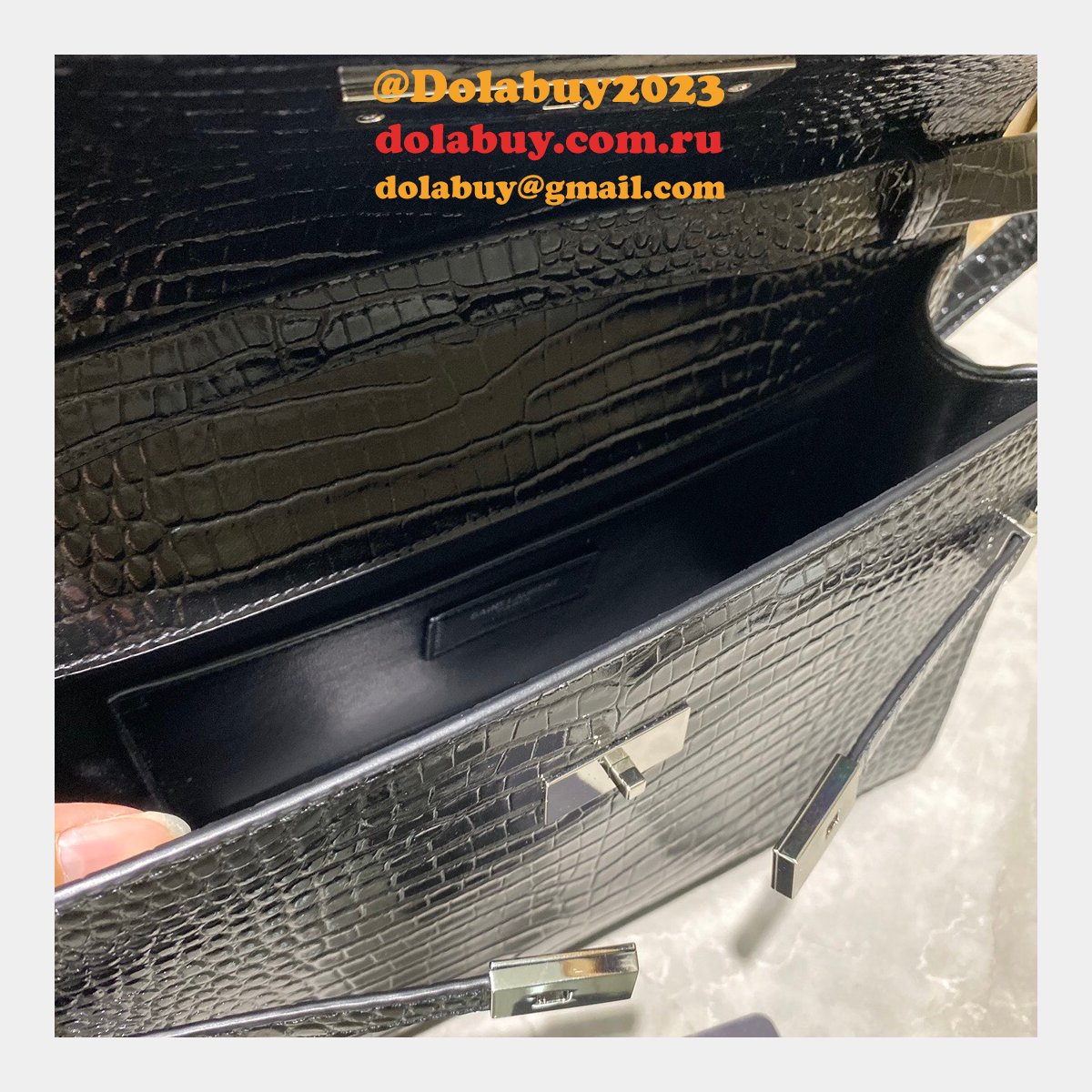 Luxury Saint Laurent Nano Manhattan Calfskin Silver Bag