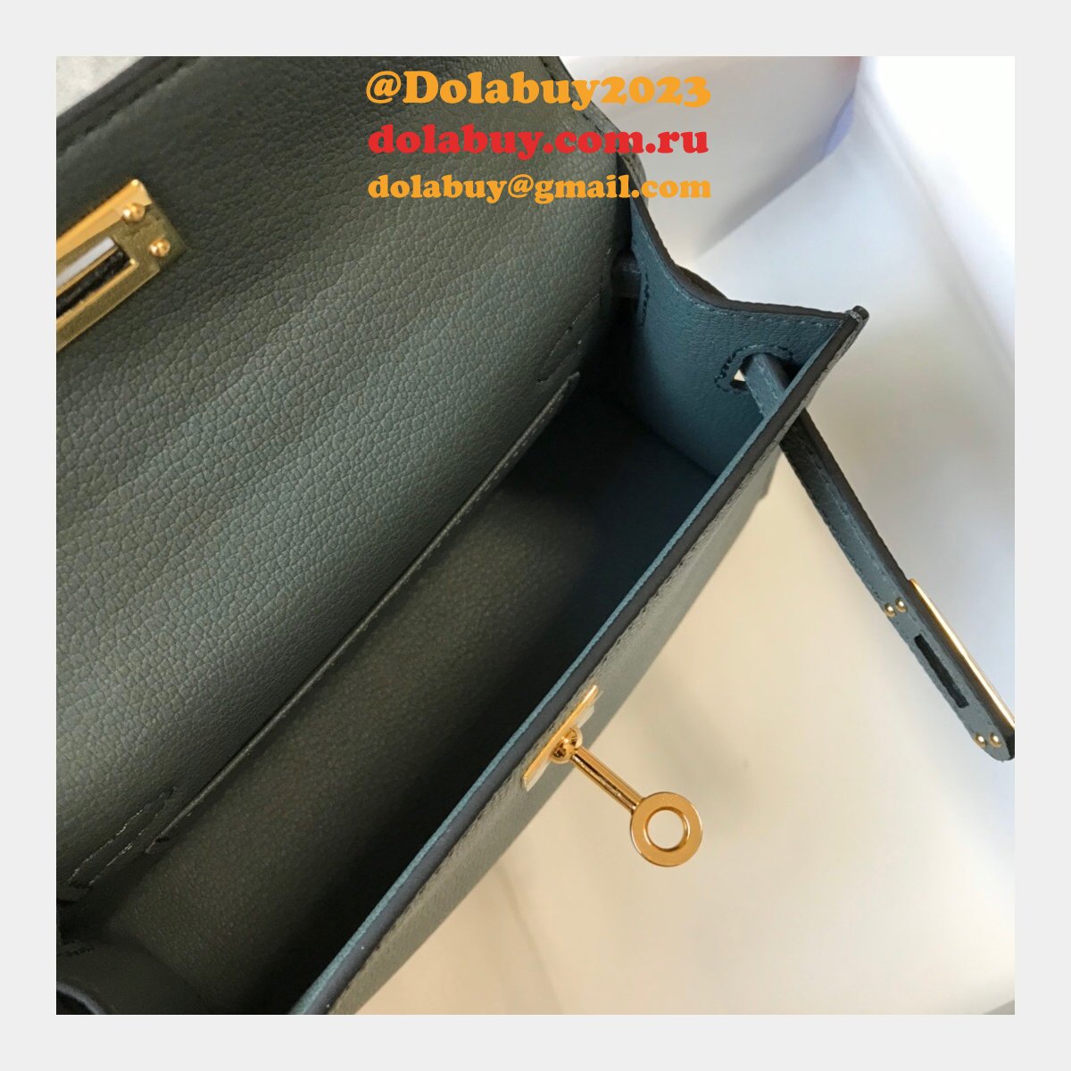 Hermes Replica Mini Kelly Epsom leather ArmyGreen Bags