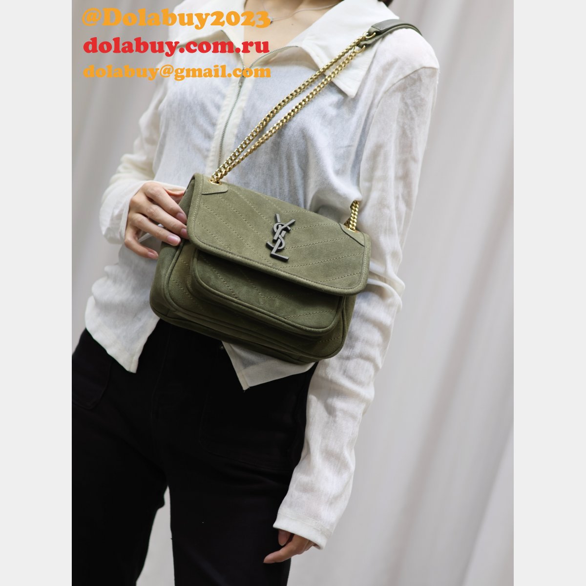 Buy Best YSL Niki 22CM 633151 Replicas High Quality ArmyGreen Bag