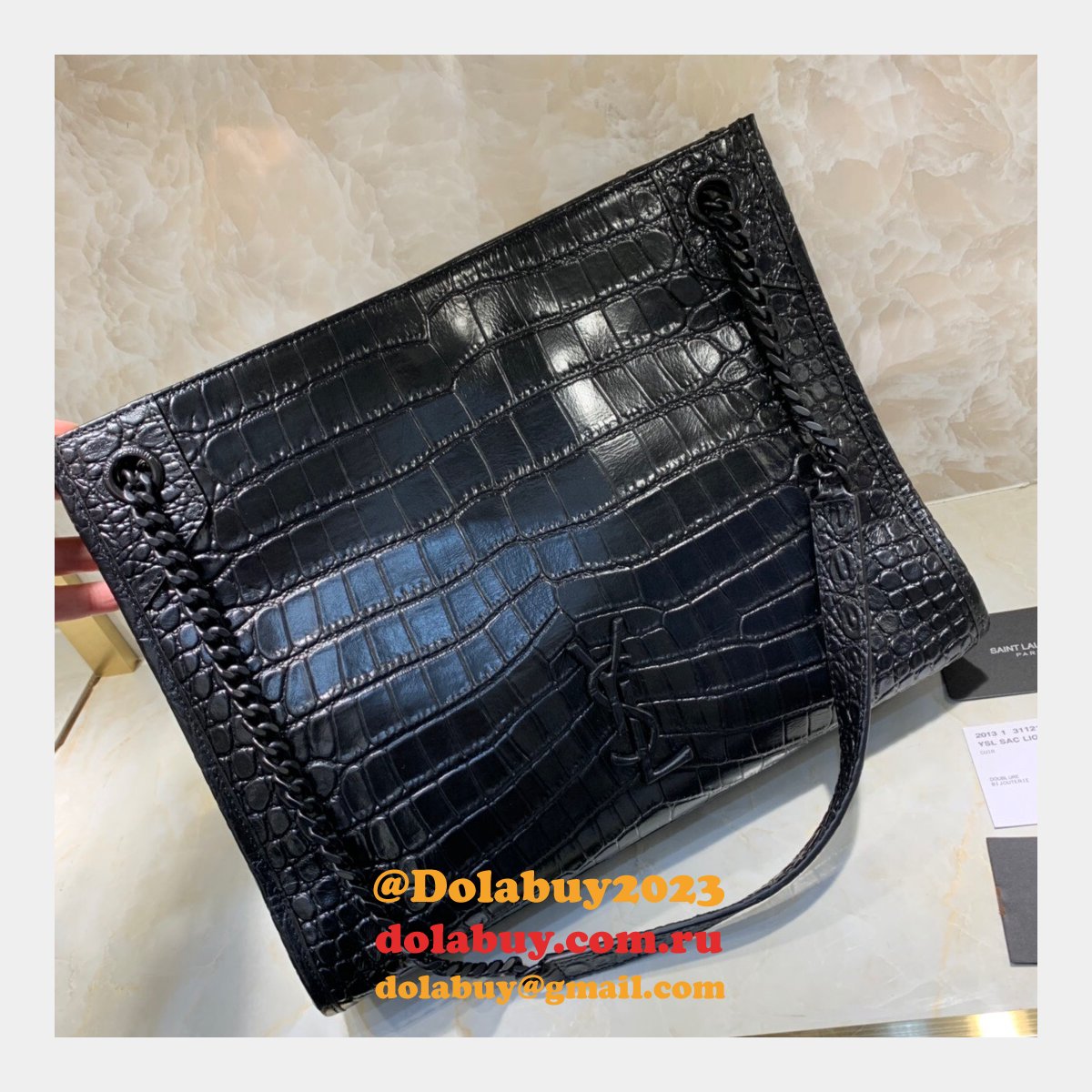 Replica YSL Saint Laurent Large Niki Shopping Bag Black Vintage