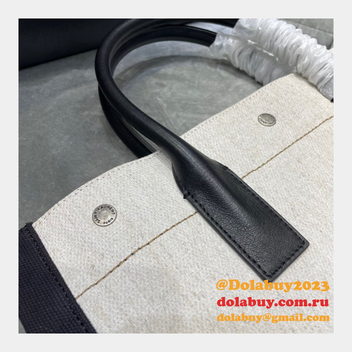 Cheap Replica Saint Laurent Rive Gauche Shopping 631682  Bag In Linen and Cotton