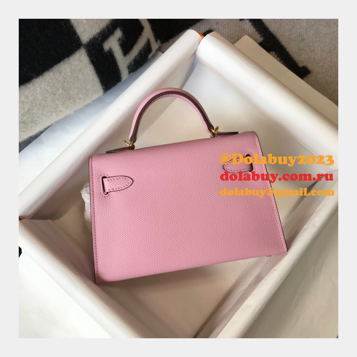 Hermes Outlet 1:1 Replica Mini Kelly Pink Handbags
