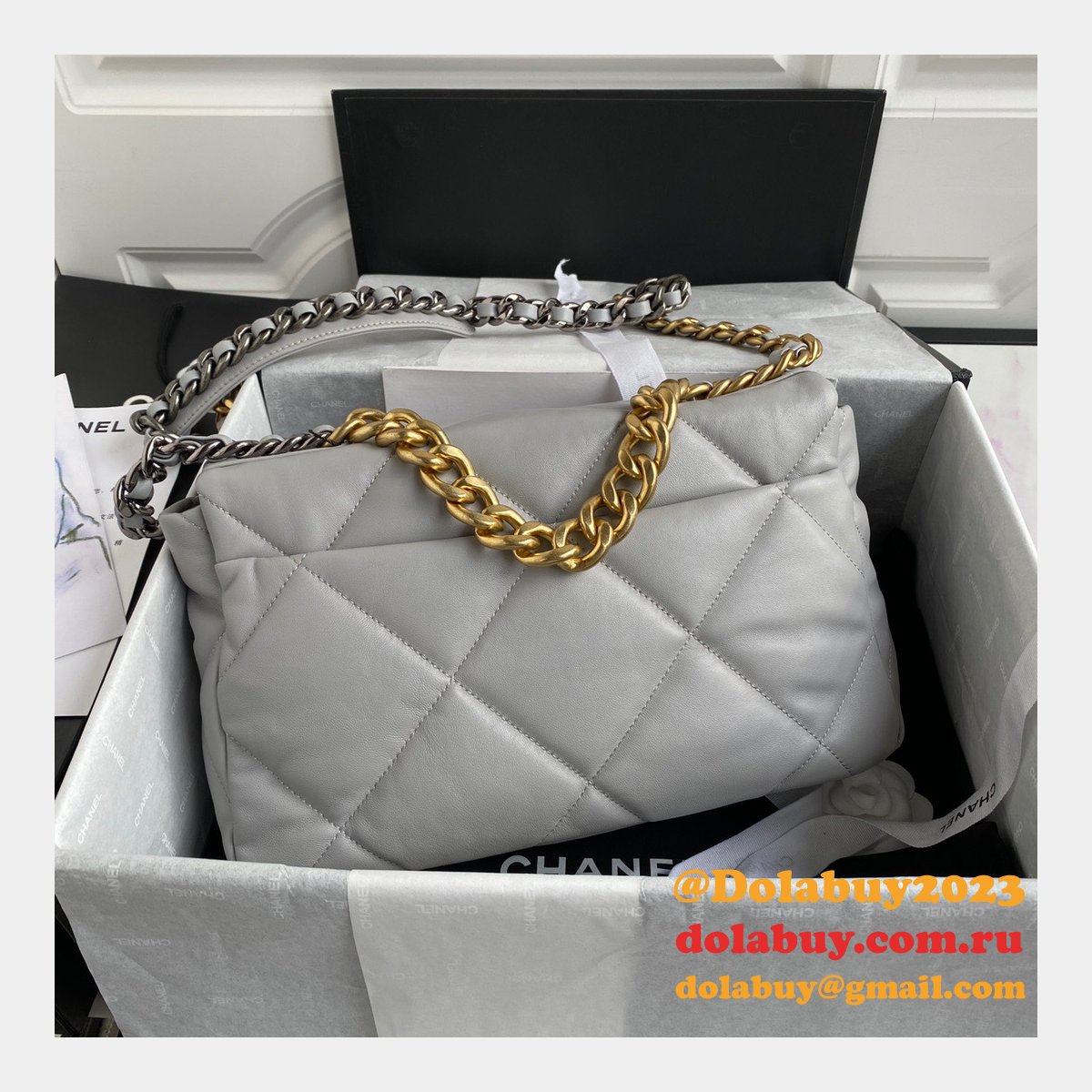 Top CC 19 Bags 2021 Light Grey 30CM